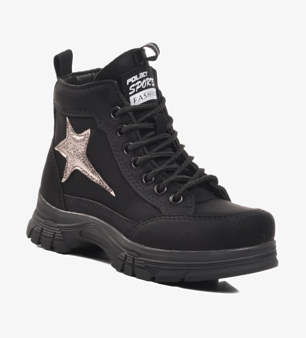 24042-F Siyah-Zümrüt İçi Polarlı Çocuk Bot