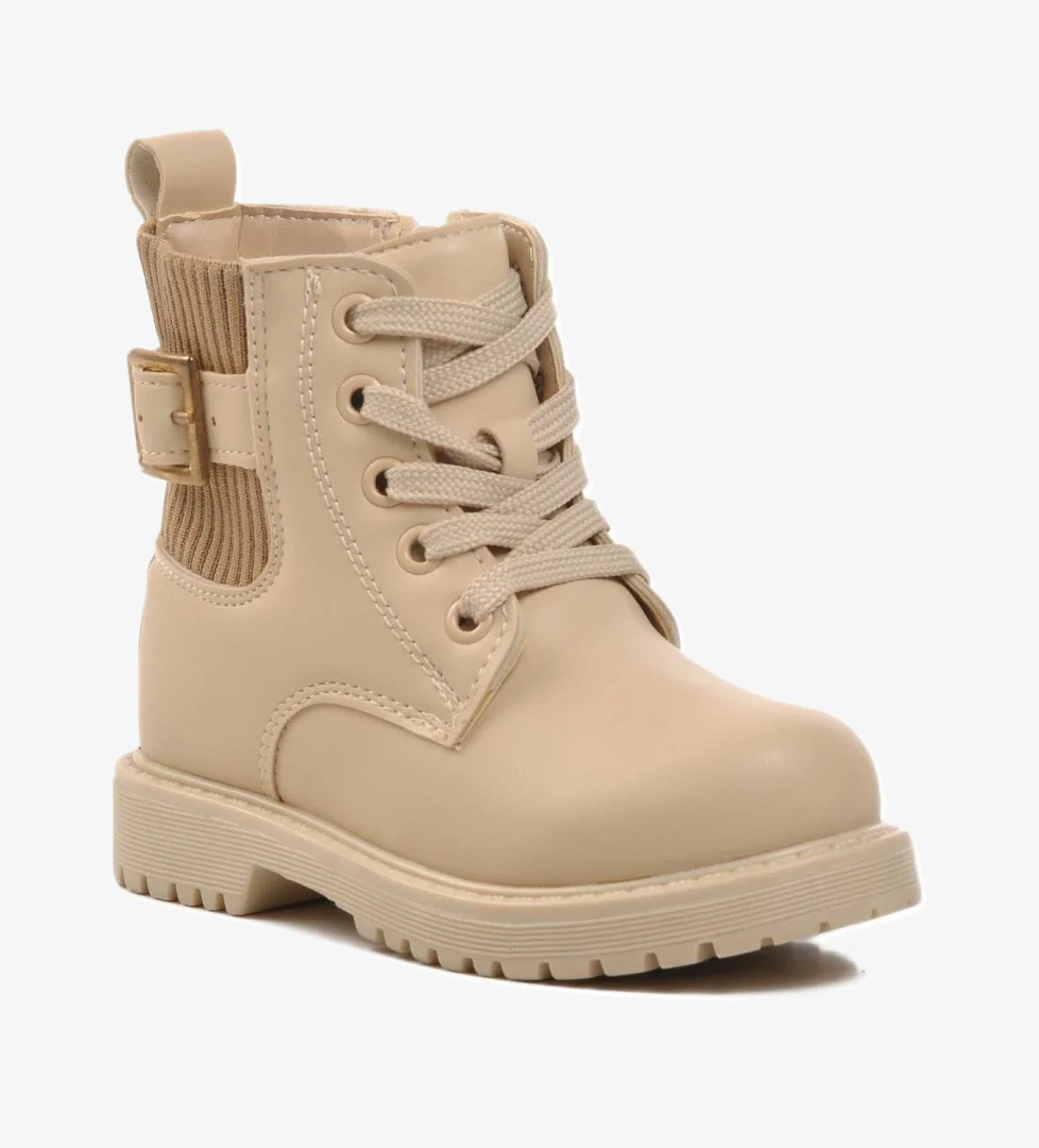 24030-P Bej İçi Polarlı Çocuk Bot - Görsel 1