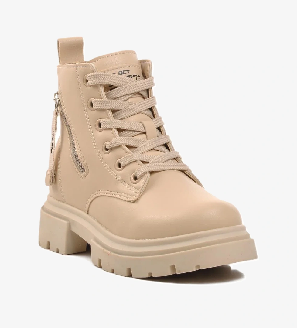 24106-F Bej Geniş Kalıp İçi Polarlı Çocuk Bot - Görsel 1