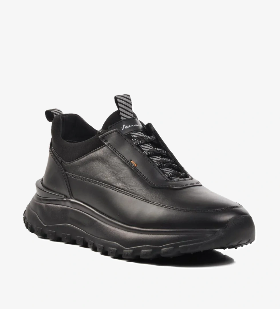 152-20337 Siyah Hakiki Deri Erkek Günlük Ayakkabı - Görsel 1