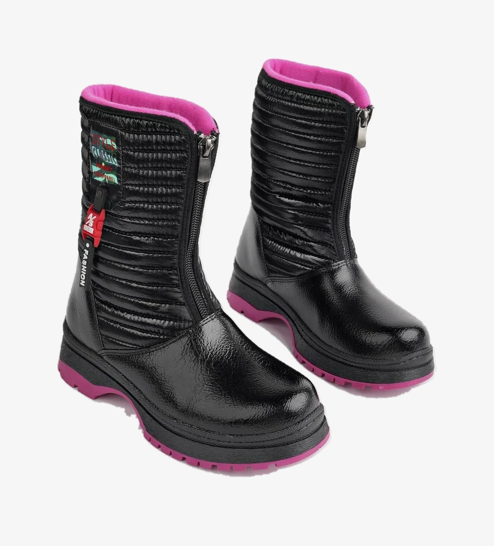 BLOOM Garantili Çocuk Tırtıklı Taban İçi Polar Önü Fermuarlı Yağmur ve Kar Botu