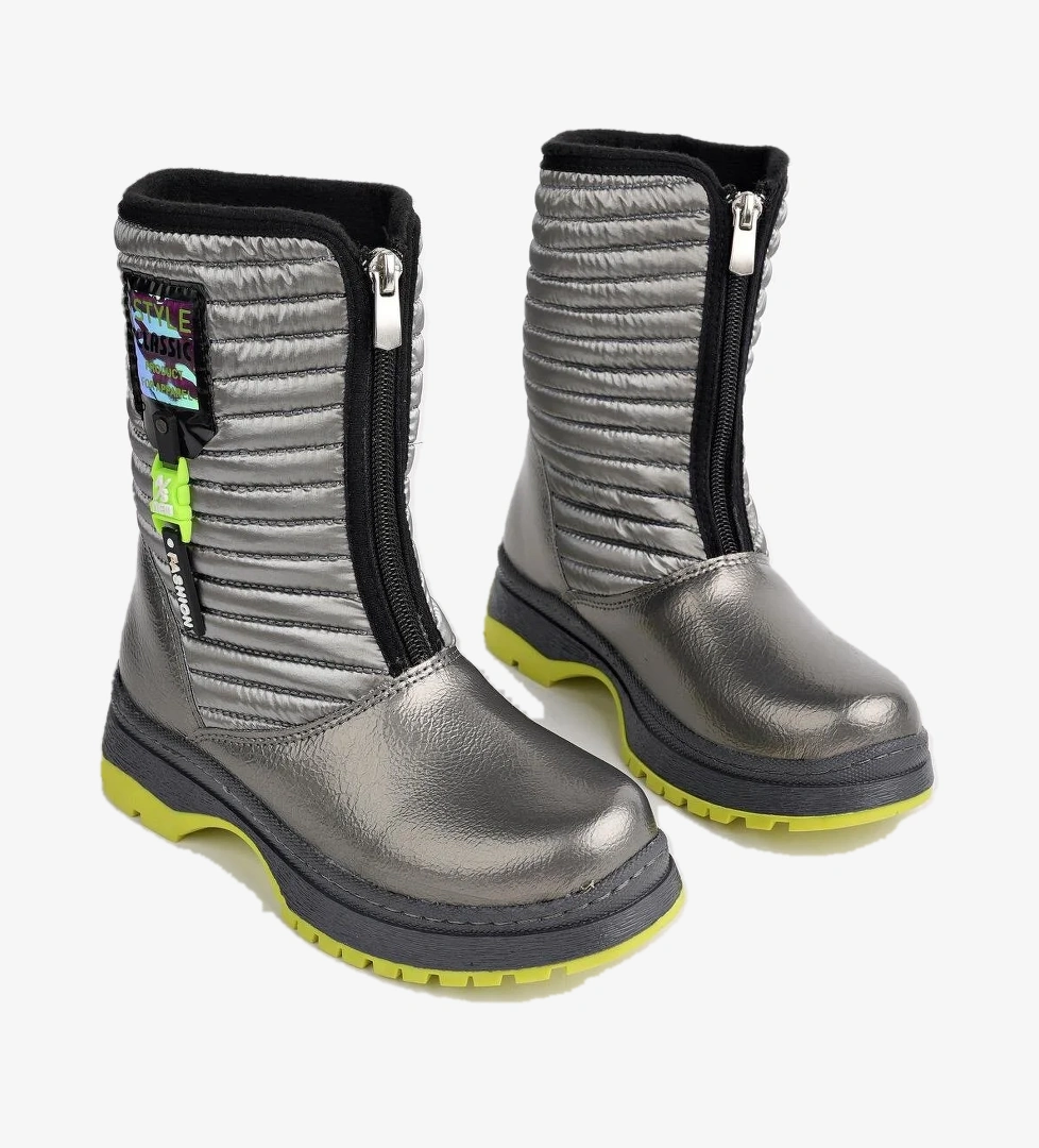 BLOOM Garantili Çocuk Tırtıklı Taban İçi Polar Önü Fermuarlı Yağmur ve Kar Botu