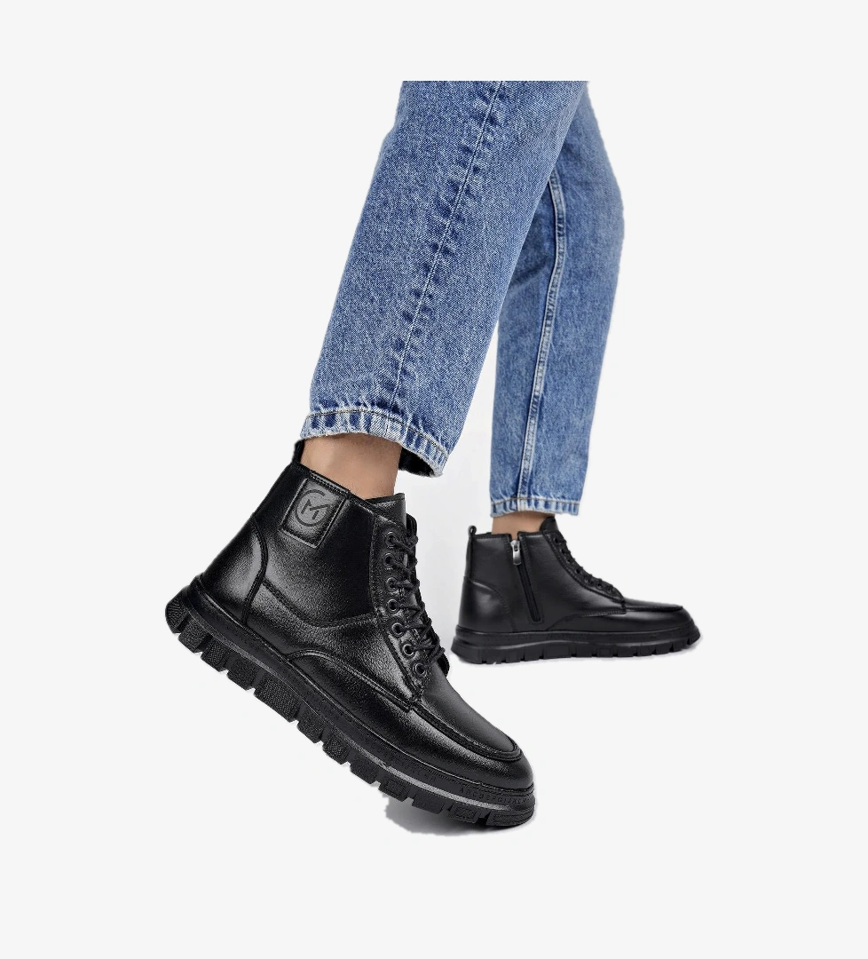 GİLBERTO Garantili Fermuarlı Bağcıklı Kürklü Hafif Taban Erkek Bot