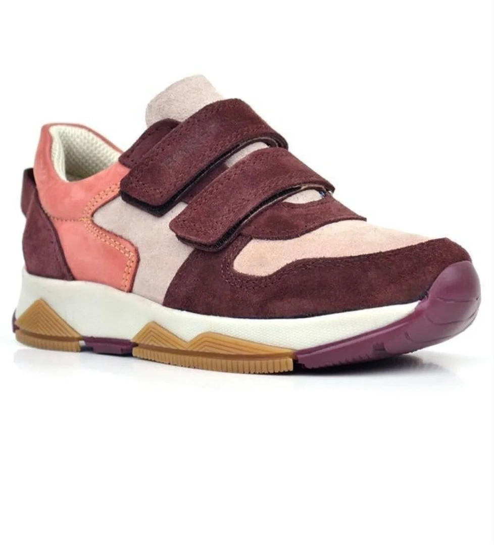 Hakiki Deri Pudra Bordo Çocuk Sneakers Spor Ayakkabı - Görsel 1
