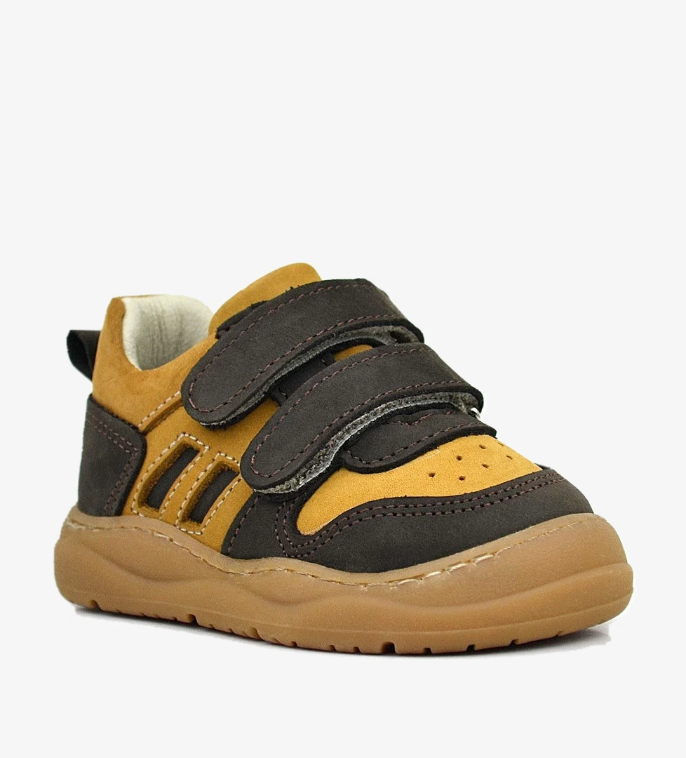 Schaggy Hakiki Deri Kahve Taba Cırtlı Bebek Spor Ayakkabı - Görsel 1