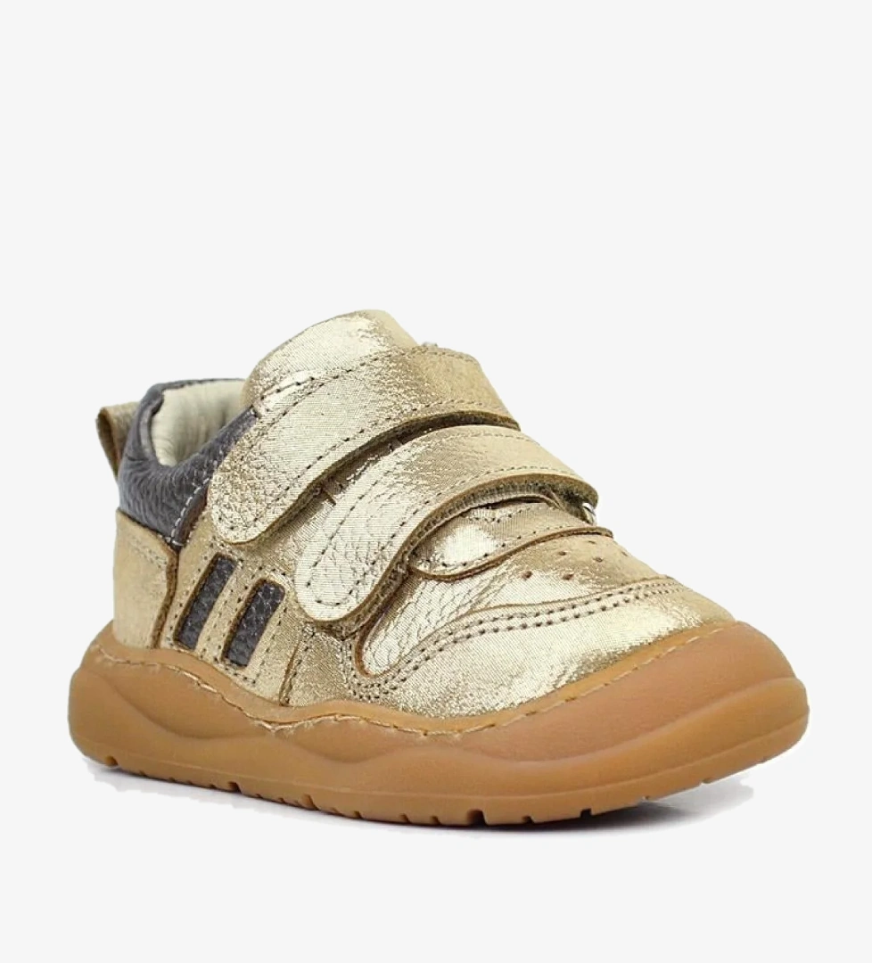 Rakerplus Schaggy Hakiki Deri Altın Parlak Bebek Spor Ayakkabı model görseli