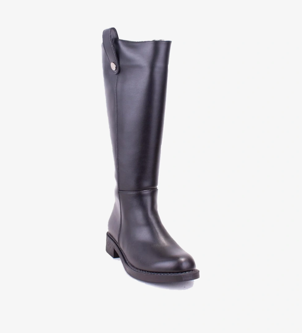 DZA07-1062765 Siyah Günlük Streçli Düz Topuk Kadın Çizme