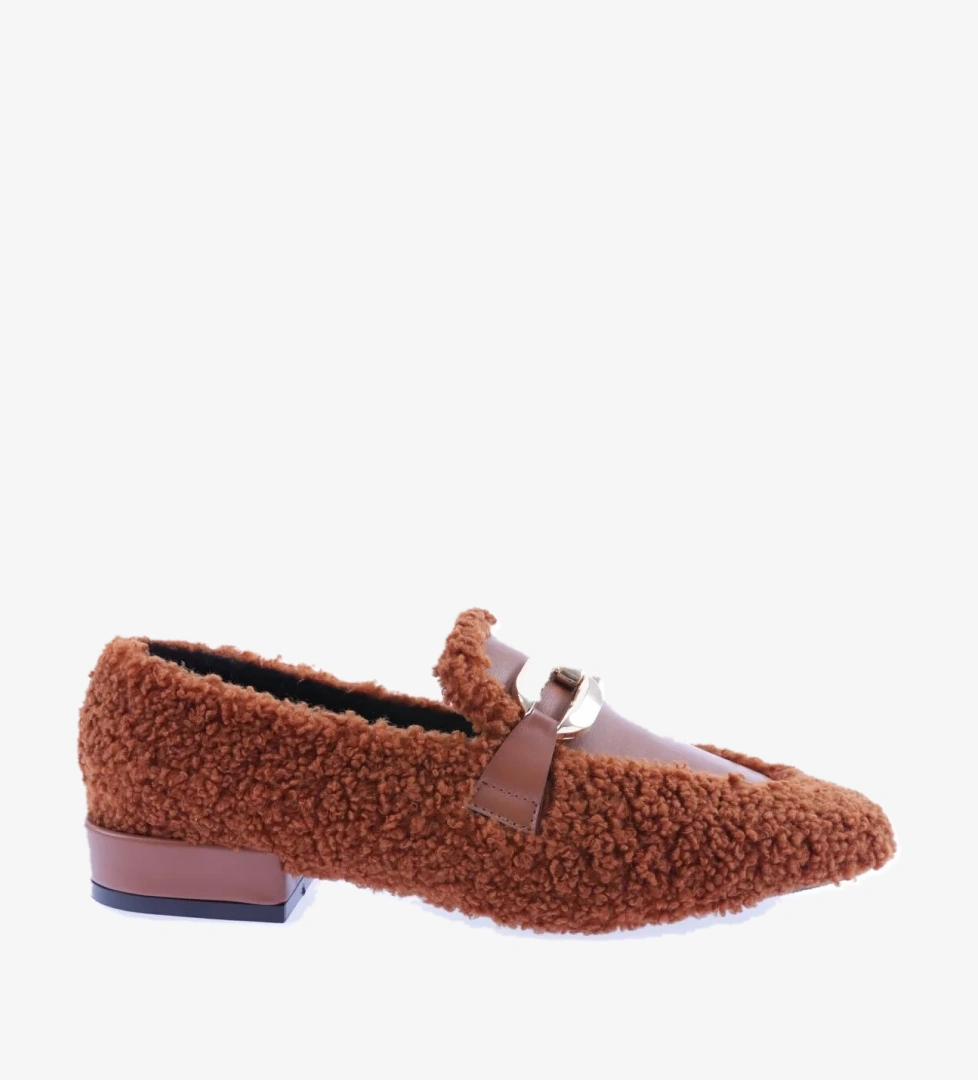 5270-424 Metal Tokali Peluş Kadin Oxford Ayakkabi - Görsel 1