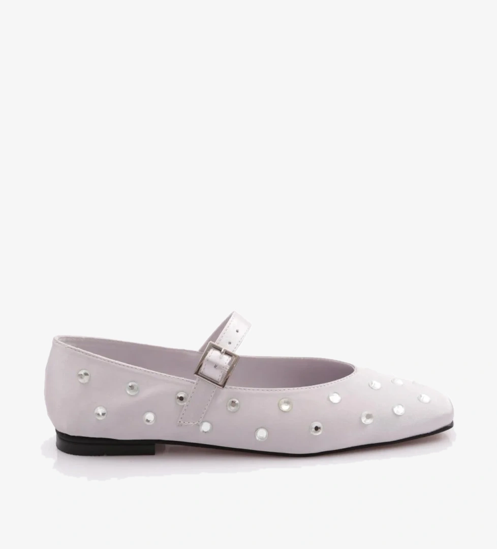 2050 Taş Süslemeli Kemer Detatli Kadin Babet