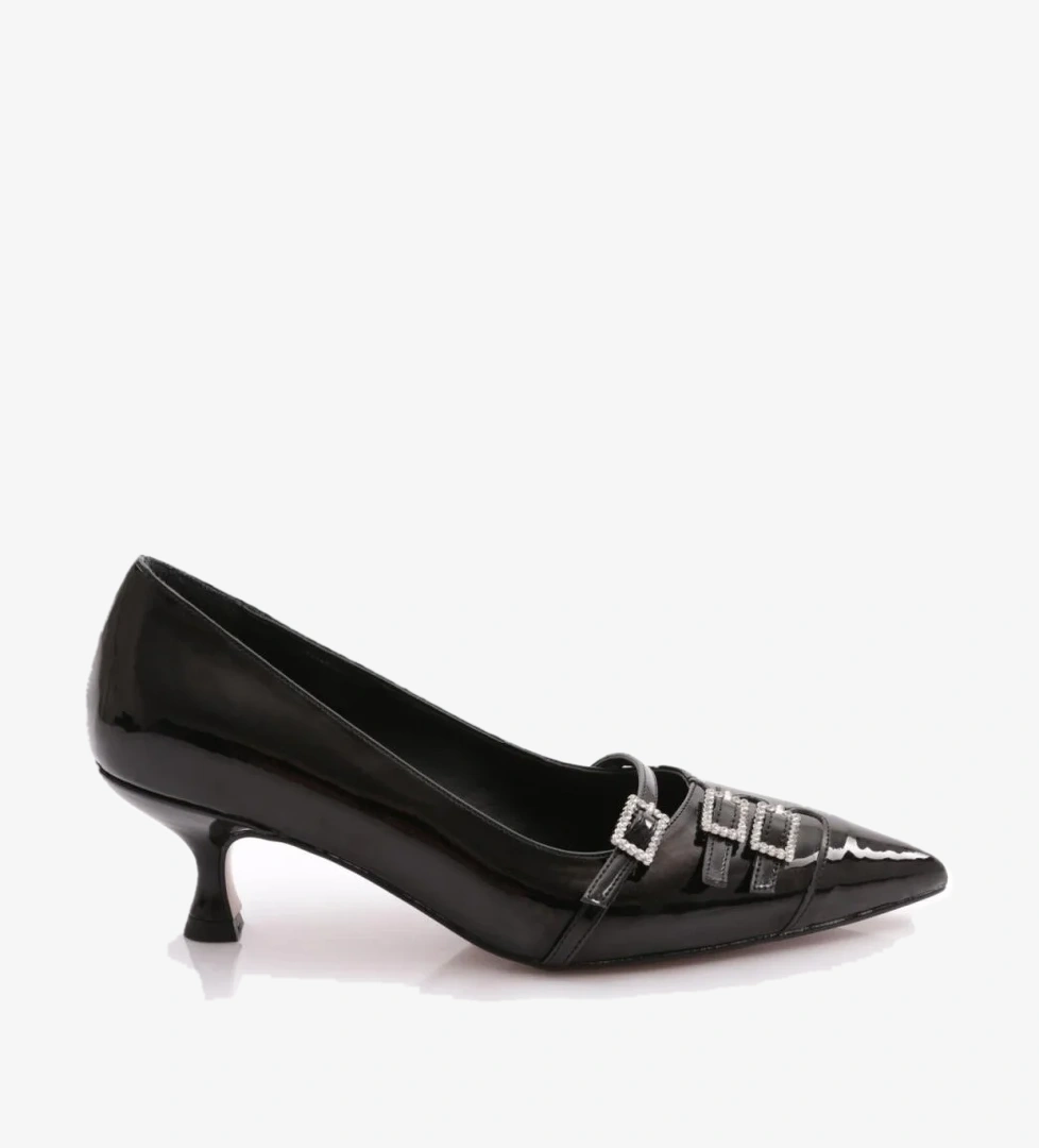 2850 Önü Tokali Kisa Topuklu Kadin Ayakkabi