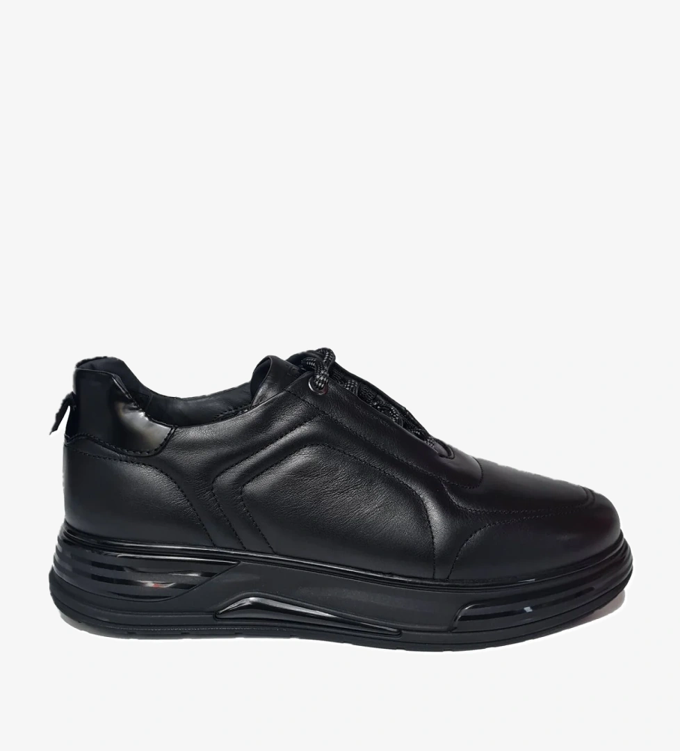 Bağcıklı Dikiş Desenli Sade Model Hakiki Deri Kalın Taban Erkek Sneaker Ayakkabı 20259 - Görsel 1