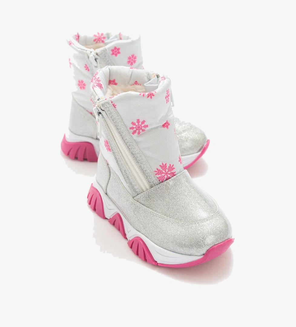 Mnpc Kız Çocuk Gümüş Simli Rugan Deri Kürklü Anatomik Kar Botu model görseli