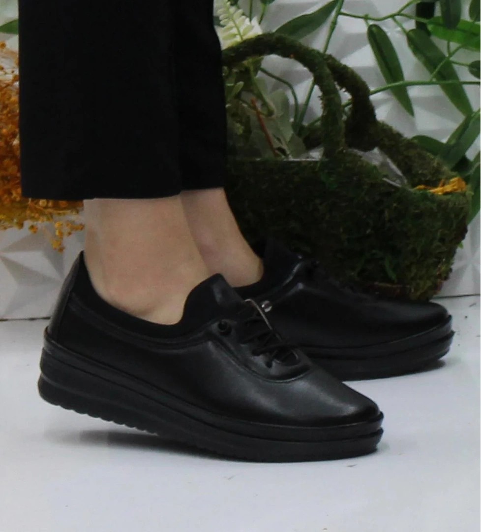 Safir 1282 Siyah Ortopedik Anne Ayakkabısı Klasik Ayakkabı Kadın Günlük Ayakkabı - Görsel 1