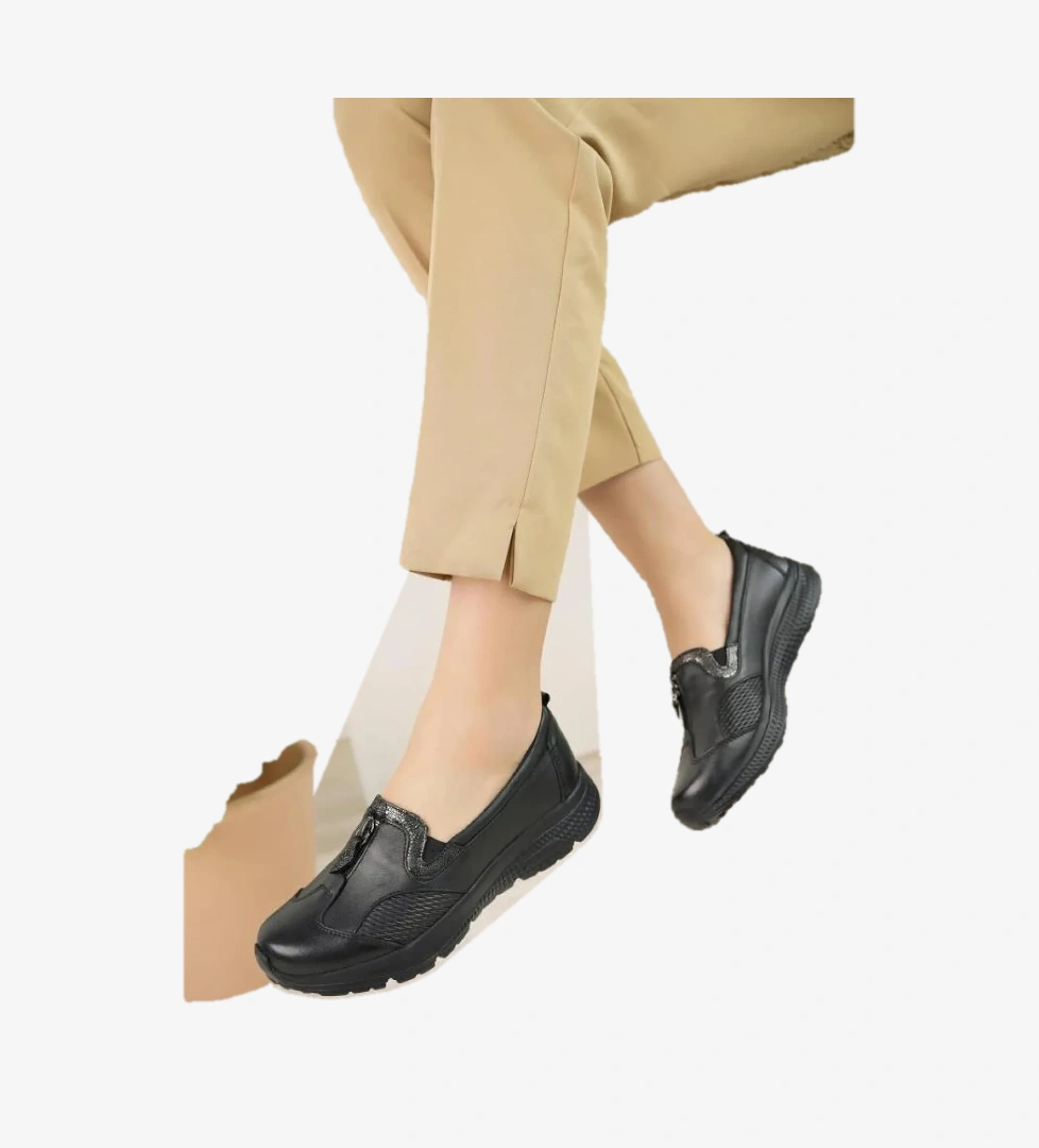 024 Orto Pedik Günlük Kadın Deri Ayakkabı - Görsel 1