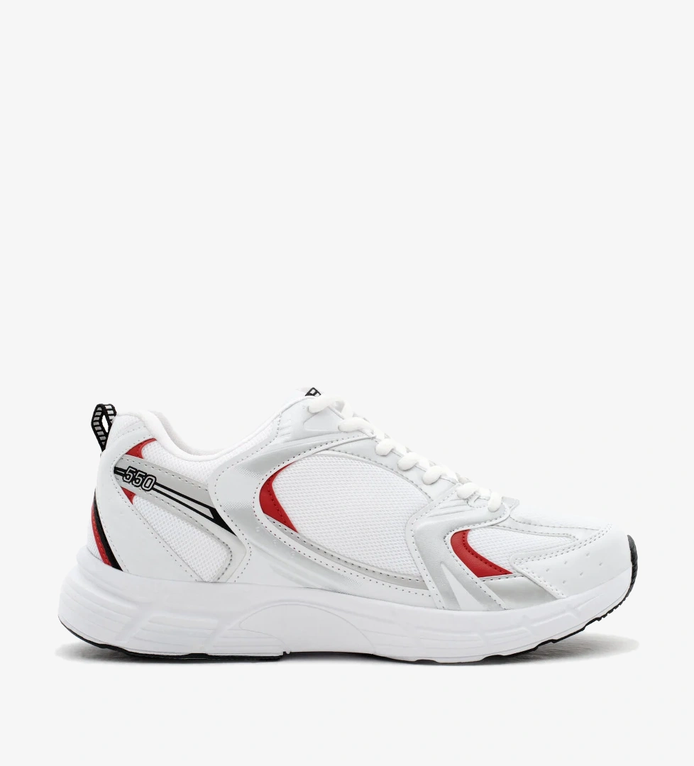 Unisex Beyaz Kırmızı Rahat Kalıp Faylon Taban Bağcıklı Spor Ayakkabı - Görsel 1