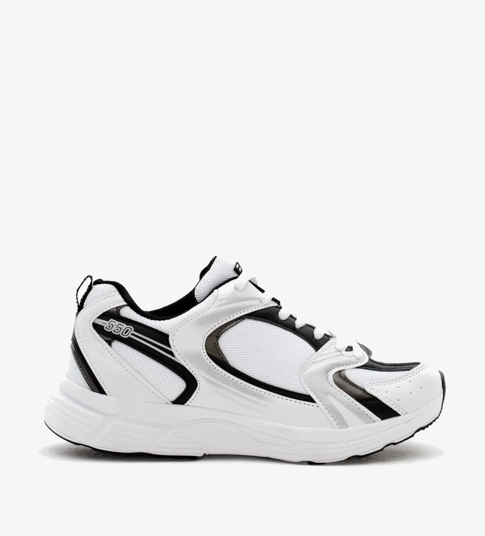 Unisex Beyaz Rahat Kalıp Faylon Taban Bağcıklı Spor Ayakkabı - Görsel 1