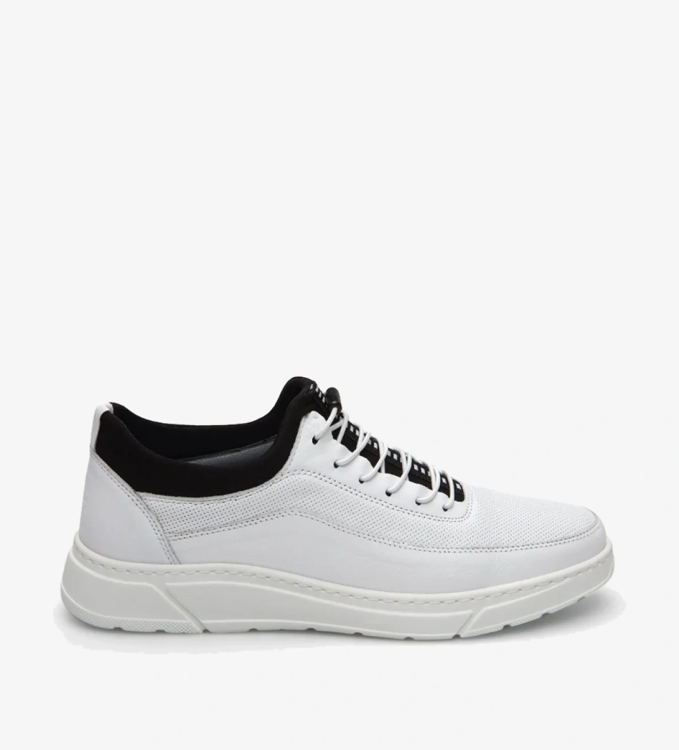 Erkek Deri Beyaz Spor Ayakkabı - Görsel 1