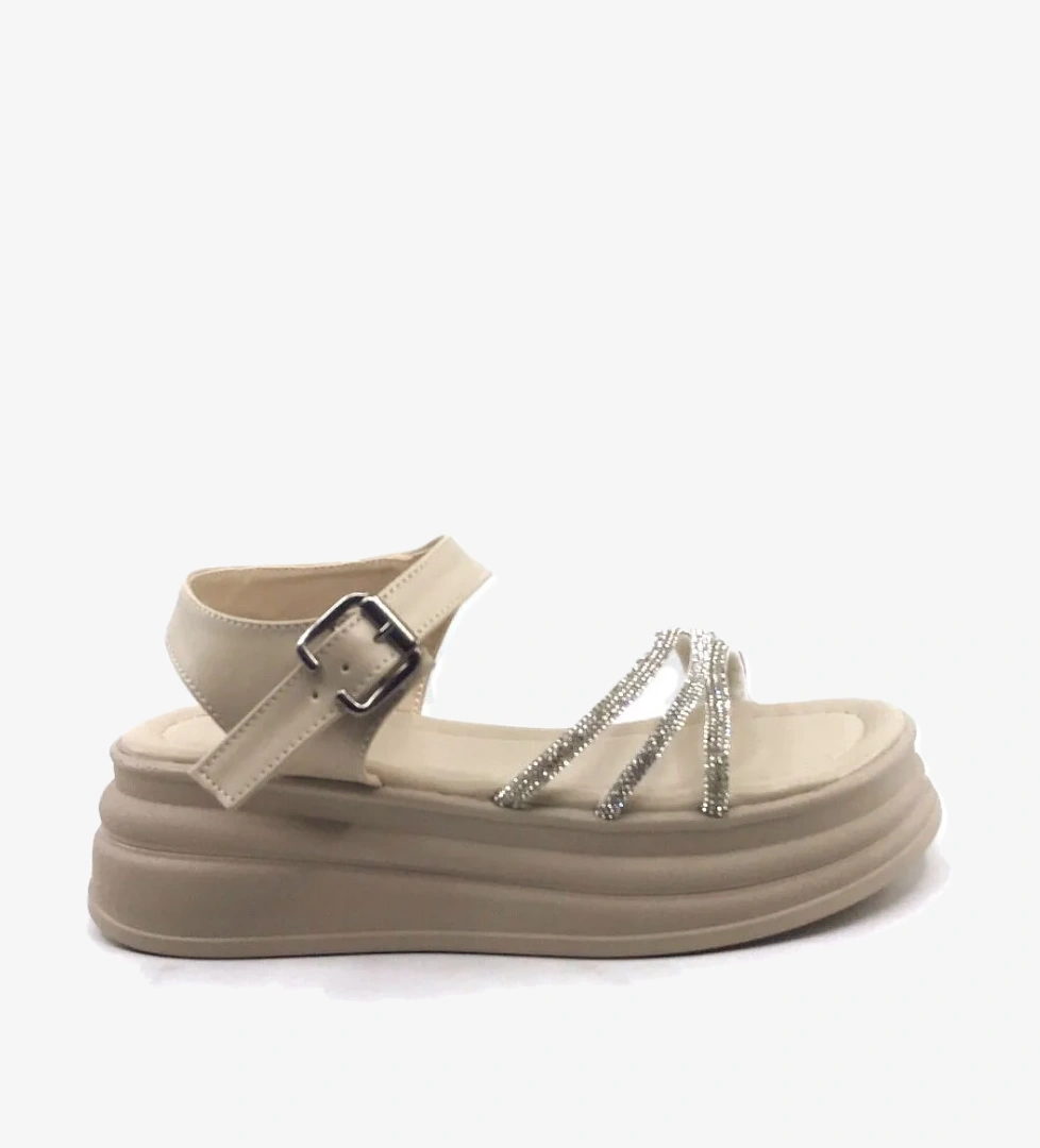 Ayakkabımood Cc 318 Ten Taşlı Bayan Sandalet Ayakkabı model görseli