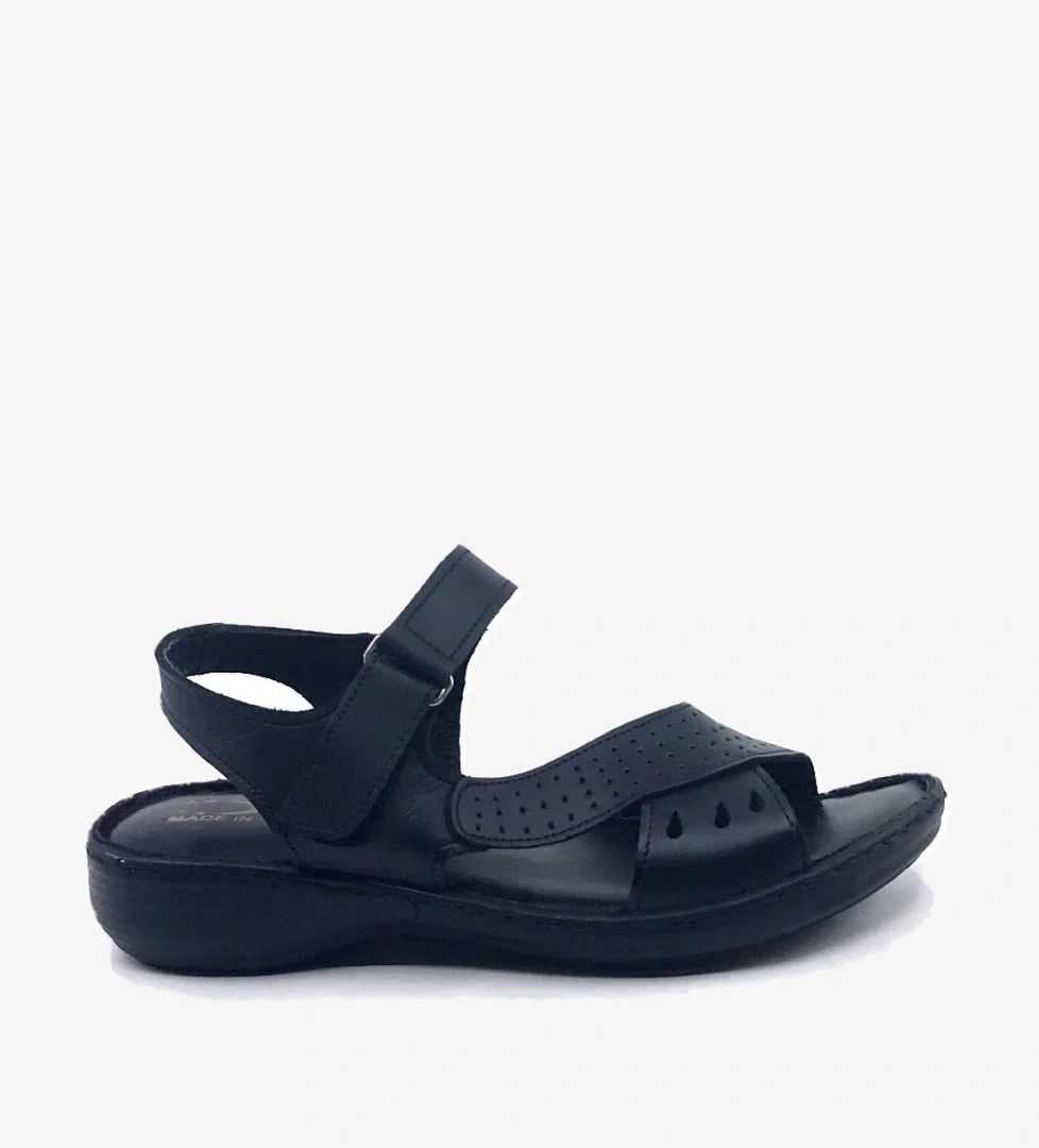 Cc 423 Siyah Deri Bayan Sandalet Ayakkabı - Görsel 1