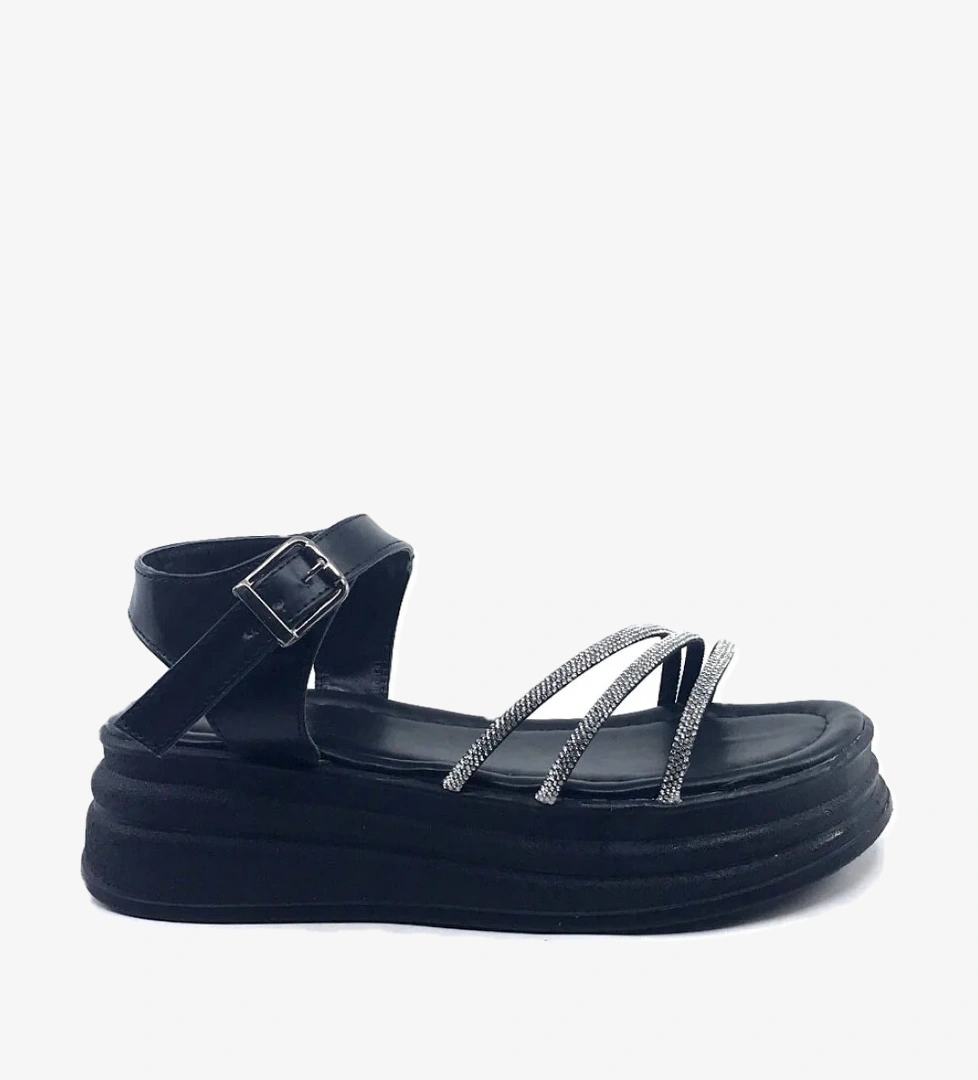 Ayakkabımood Cc 318 Siyah Taşlı Bayan Sandalet Ayakkabı model görseli