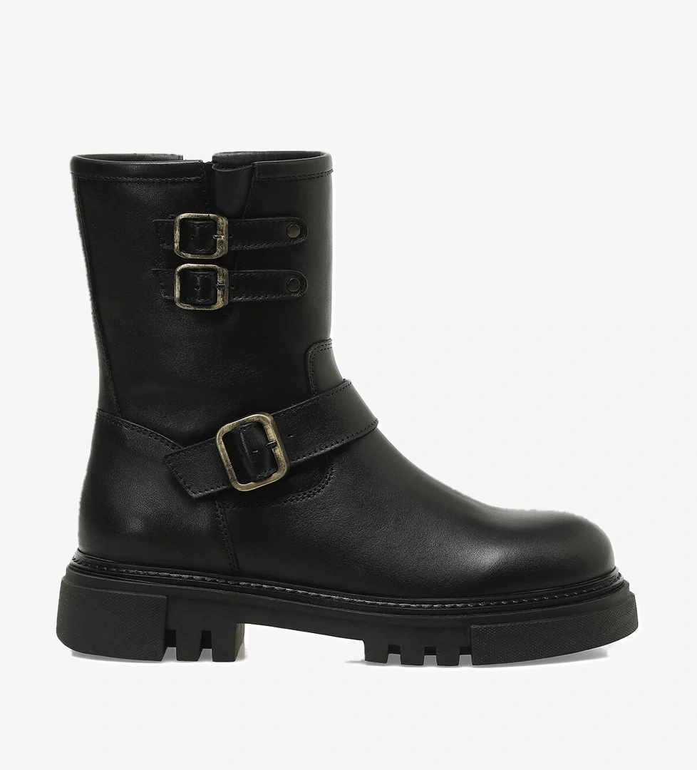 CAFYE 4PR Siyah Kadın Biker Bot - Görsel 1