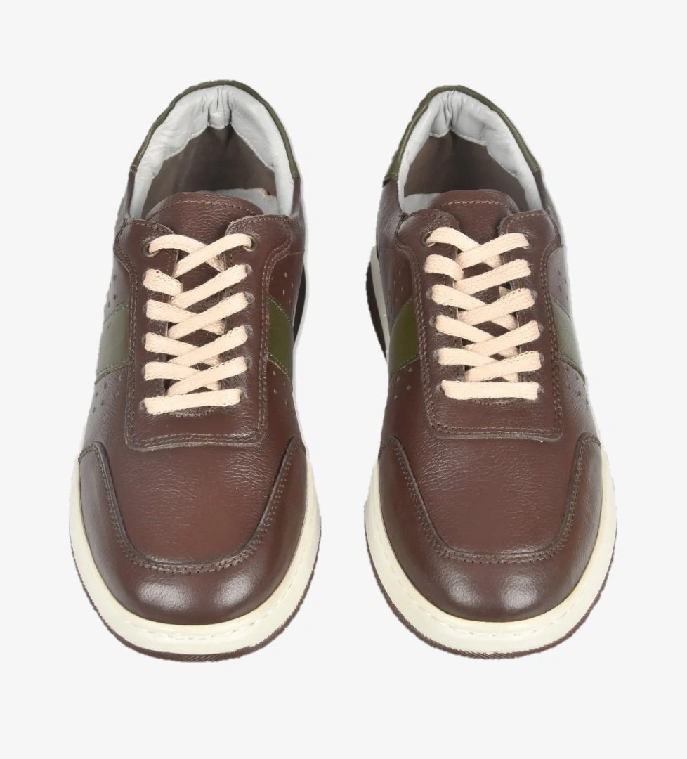 DeepSEA Erkek Kahve Bağcıklı Ortopedik Poli Taban Orjinal Deri Spor Sneaker Ayakkabı 2509956