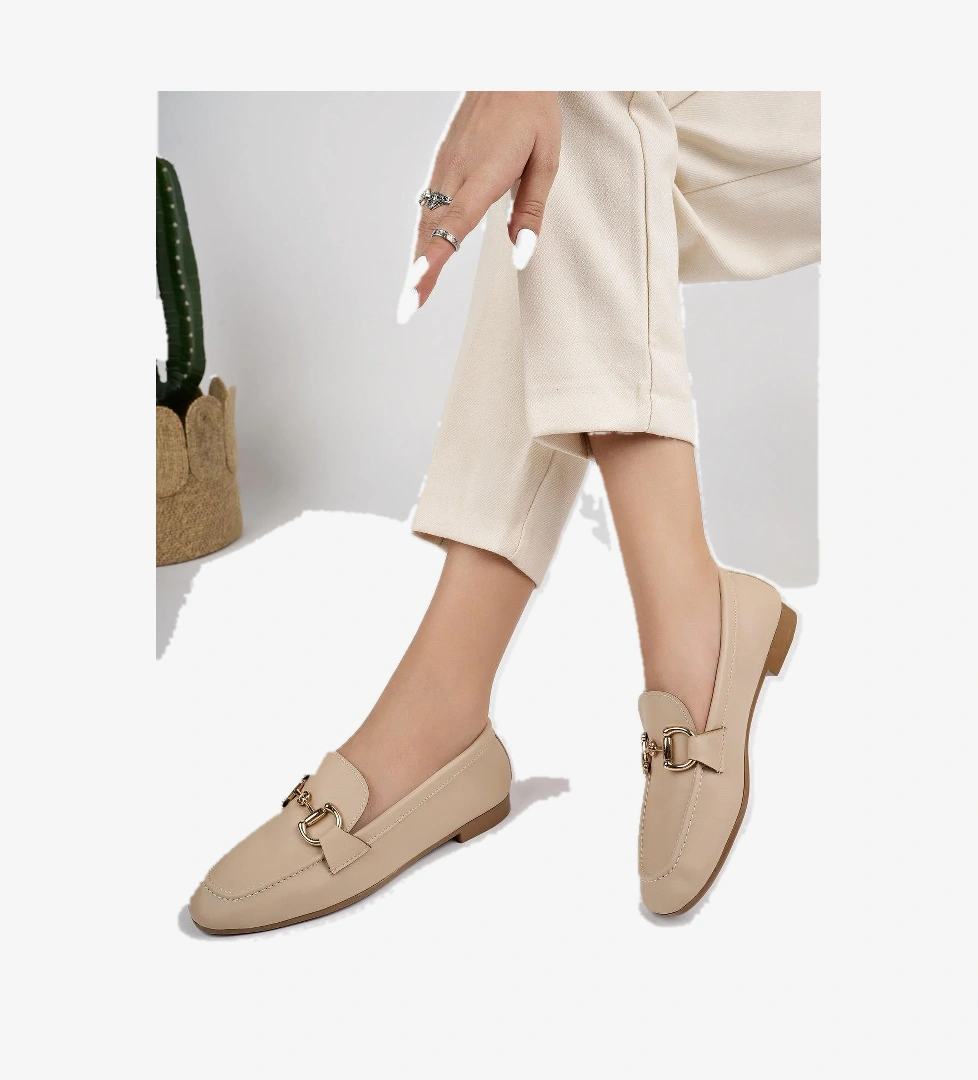 LİZA Garantili Metal Tokalı Kadın Loafer Günlük Ayakkabı - Görsel 1