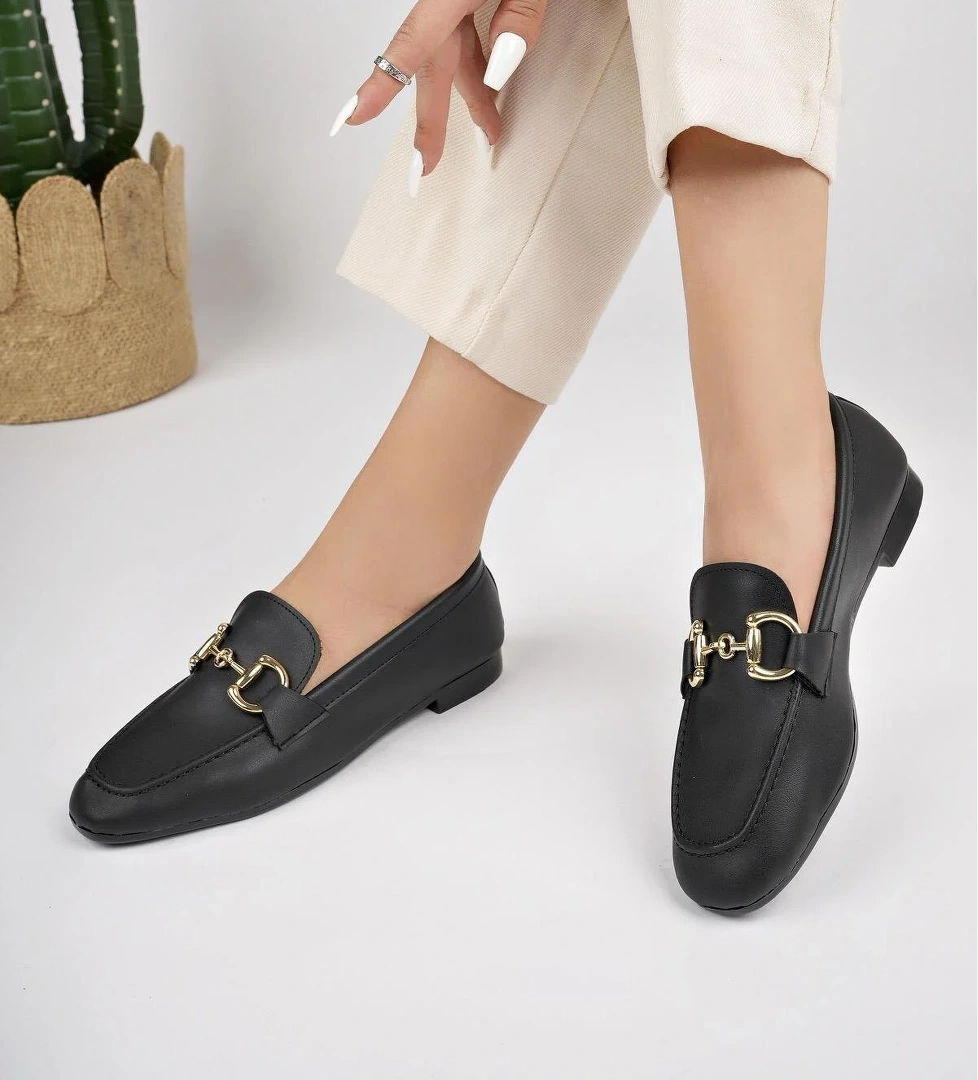 LİZA Garantili Metal Tokalı Kadın Loafer Günlük Ayakkabı
