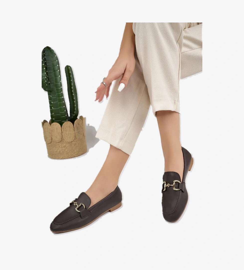 LİZA Garantili Metal Tokalı Kadın Loafer Günlük Ayakkabı