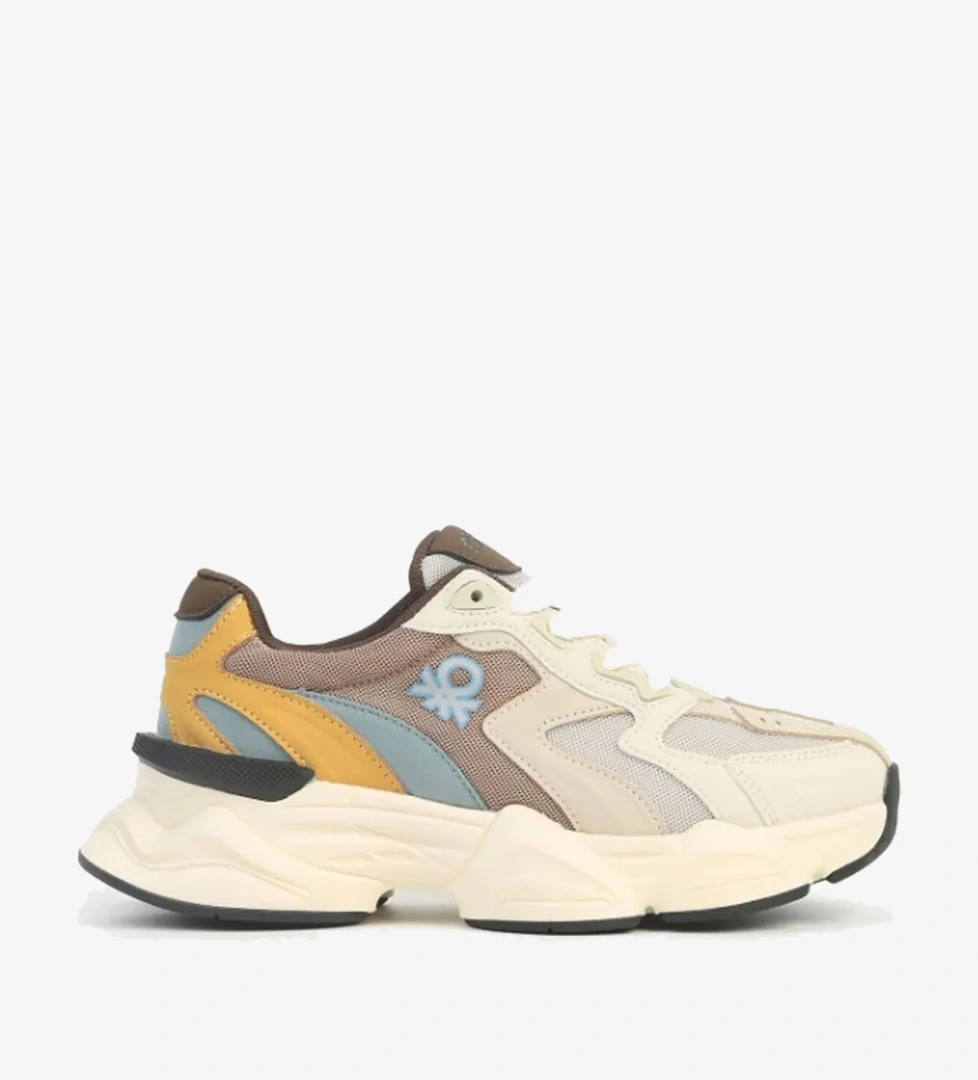 Benetton 11121 Kadın Günlük Sneaker Ayakkabı Bej Siyah model görseli