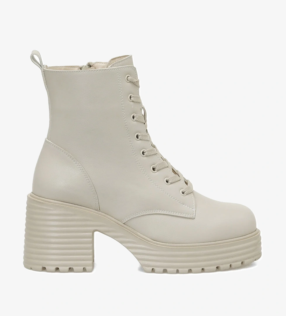 TRX24K-683 4PR Bej Kadın Topuklu Bot - Görsel 1