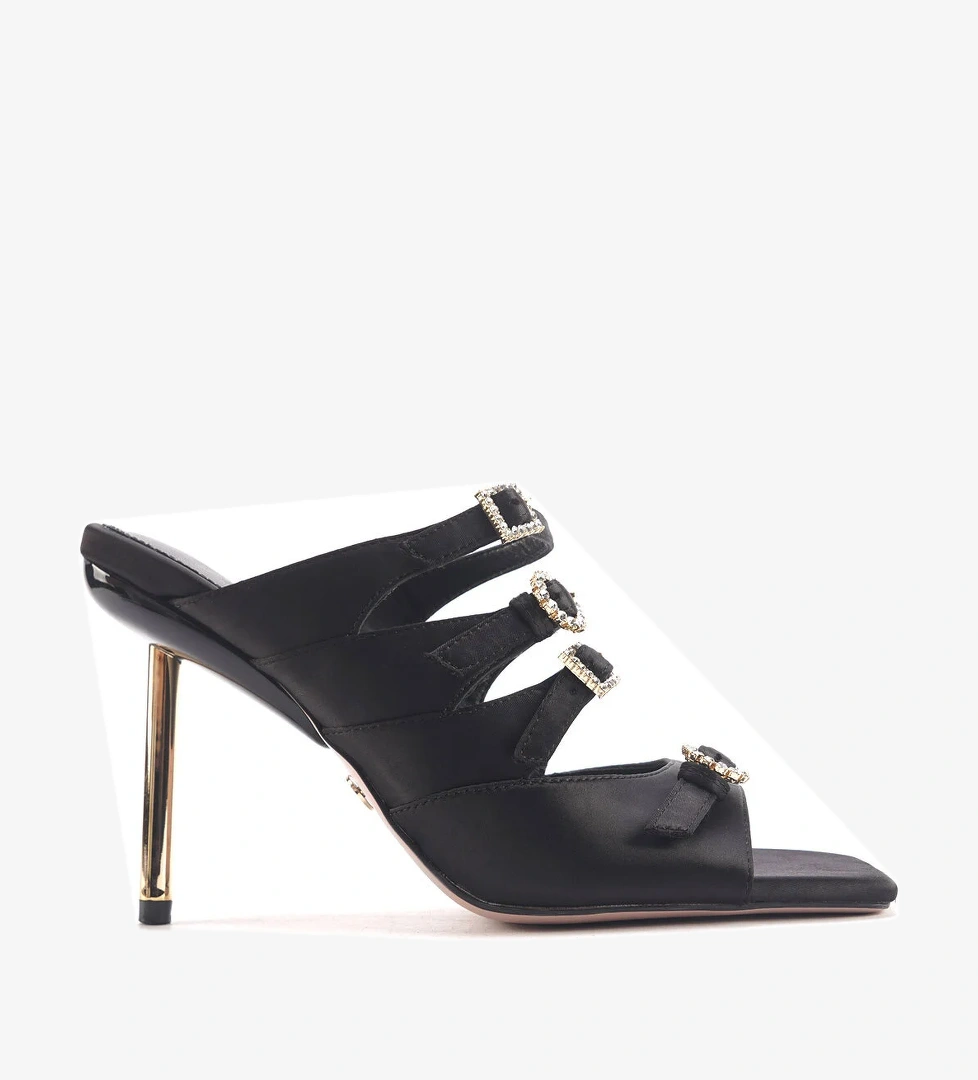 LORENZA2 4PR Siyah Kadın Topuklu Terlik - Görsel 1