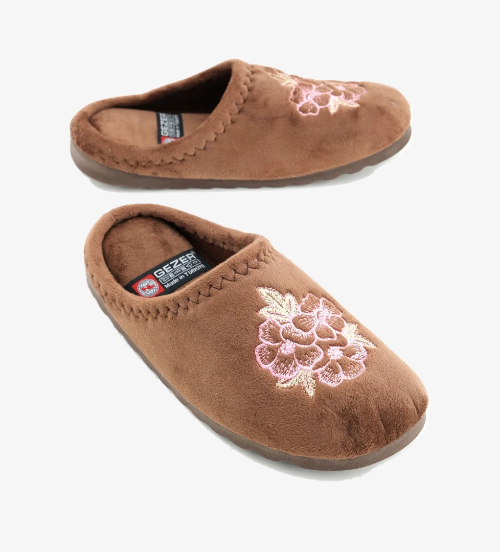 Kadın Kışlık Çiçek Desenli Ev Bahçe Gondol Terlik - Görsel 1