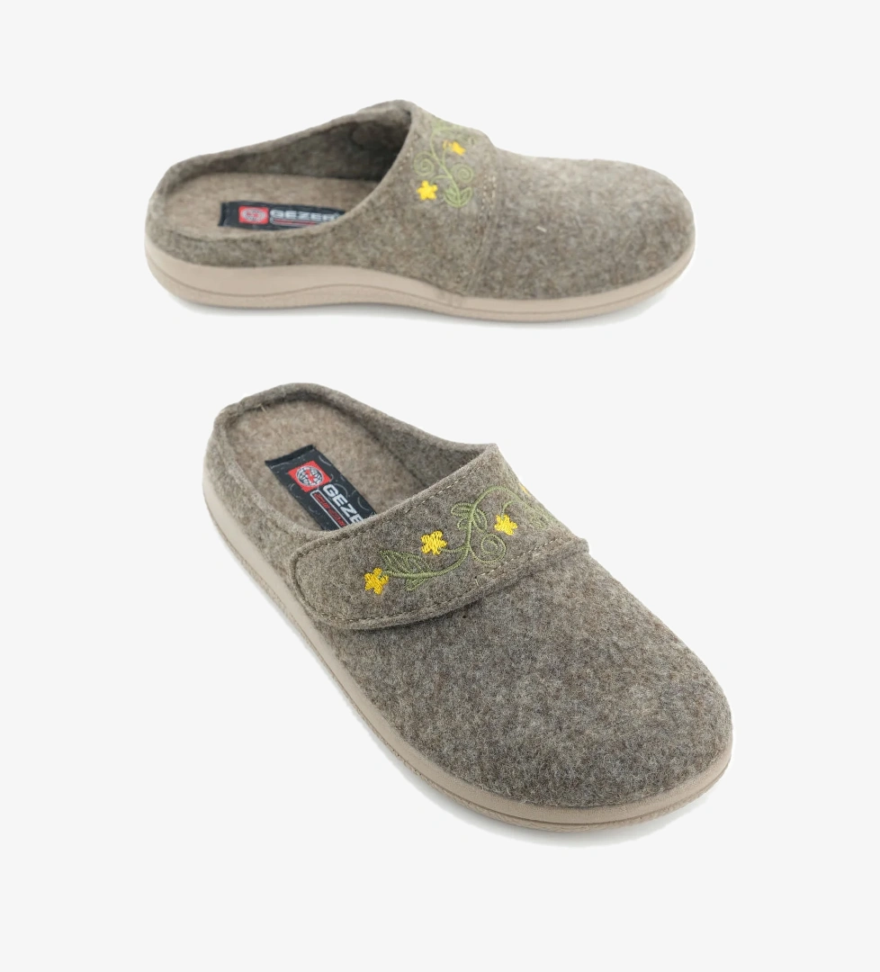 Kadın Kışlık Nakışlı Tasarım Cırtlı Ayarlanabilir Rahat Taban Ev Bahçe Terlik - Görsel 1