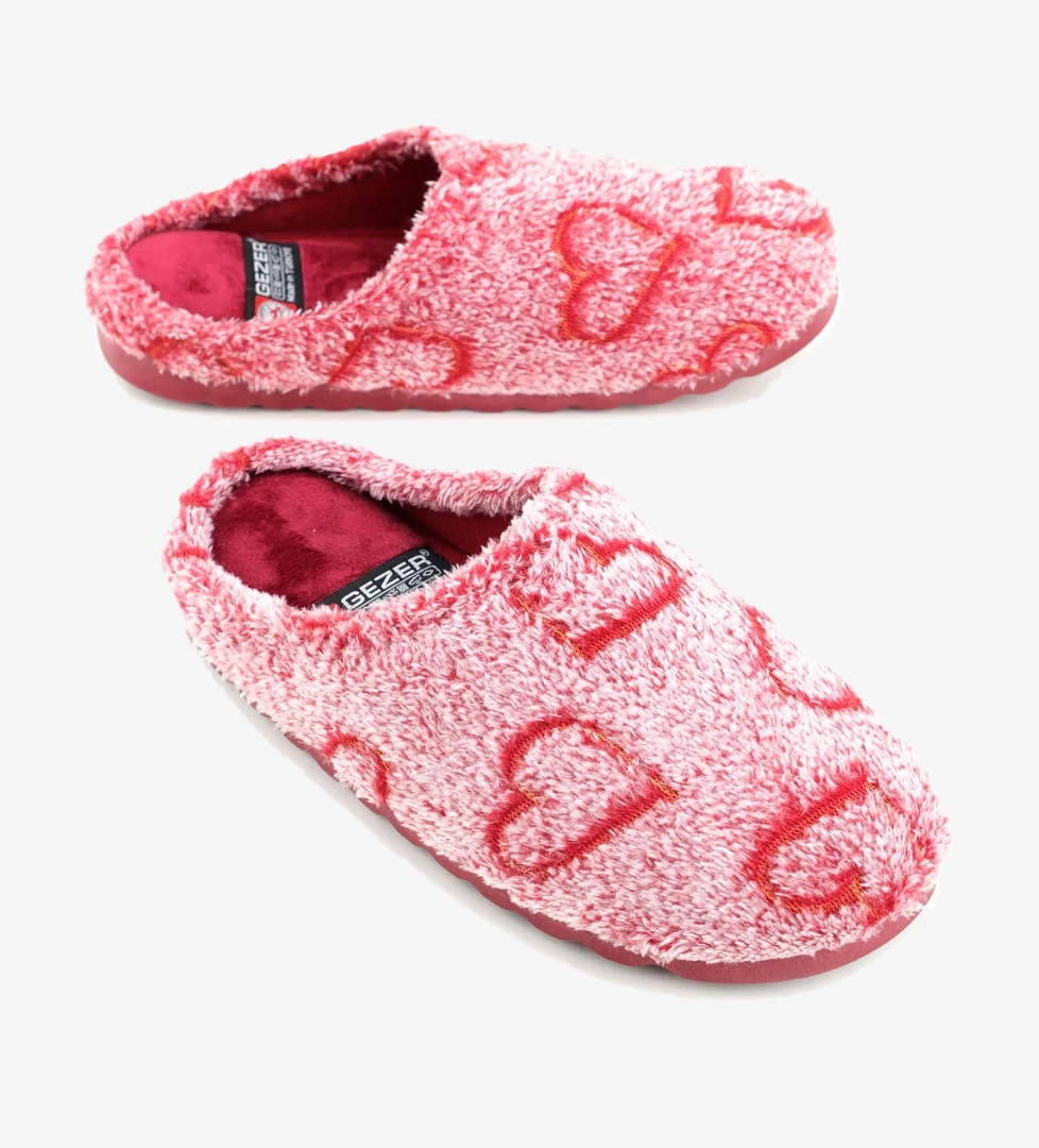 Kadın Kışlık Nakışlı Kalp Tasarım Rahat Taban Ev Bahçe Gondol Terlik - Görsel 1