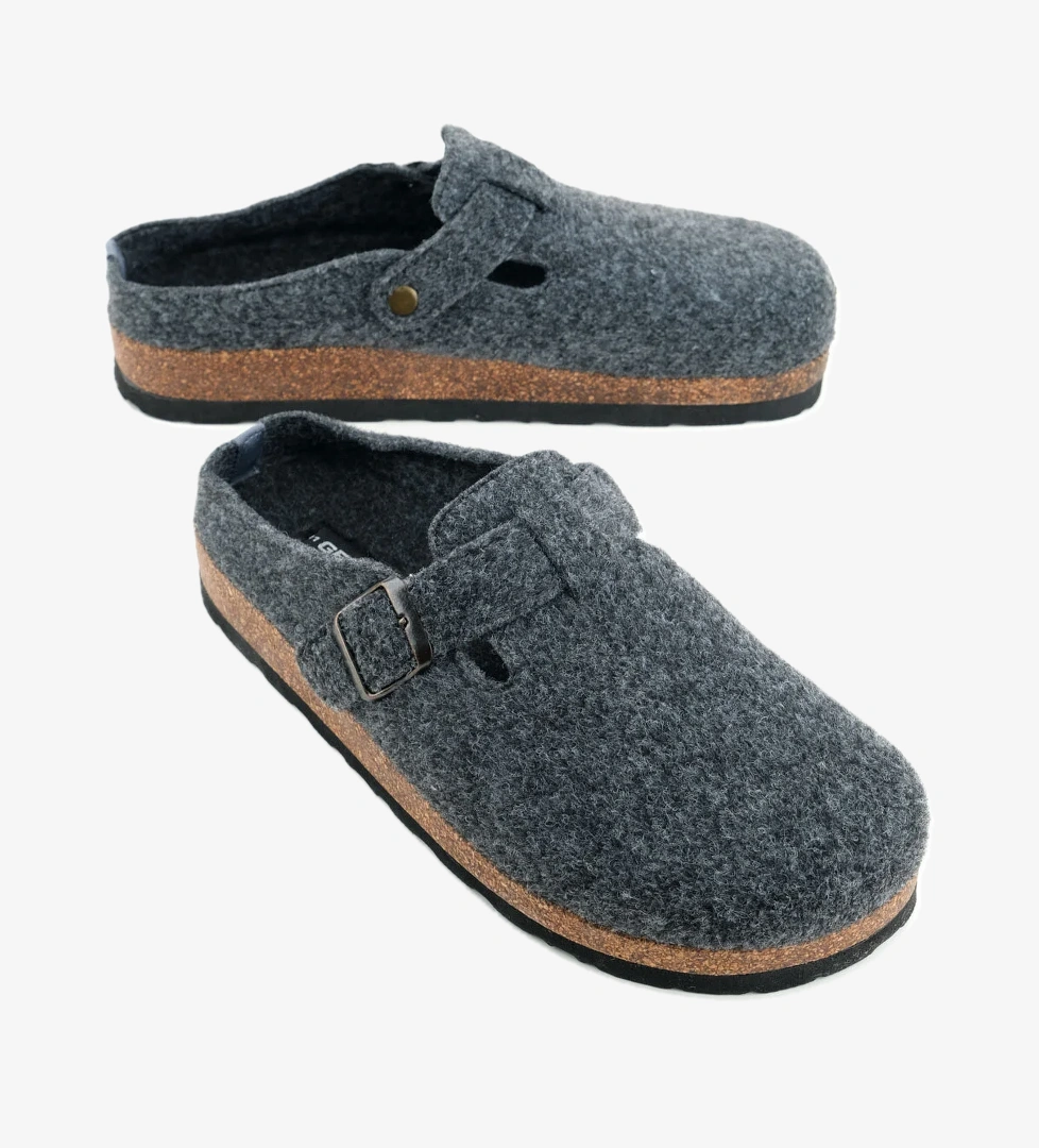 Erkek Kışlık Keçe Mantar Taban Tek Toka Ayarlanabilir Rahat Taban Ev Bahçe Terlik - Görsel 1