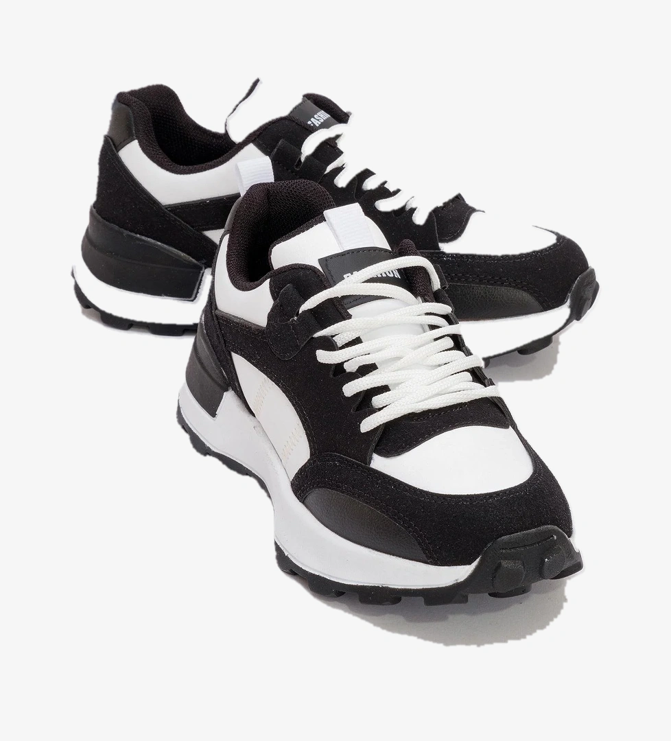 Bağcılklı Kadın Spor Ayakkabı BEYAZ SİYAH - Görsel 1