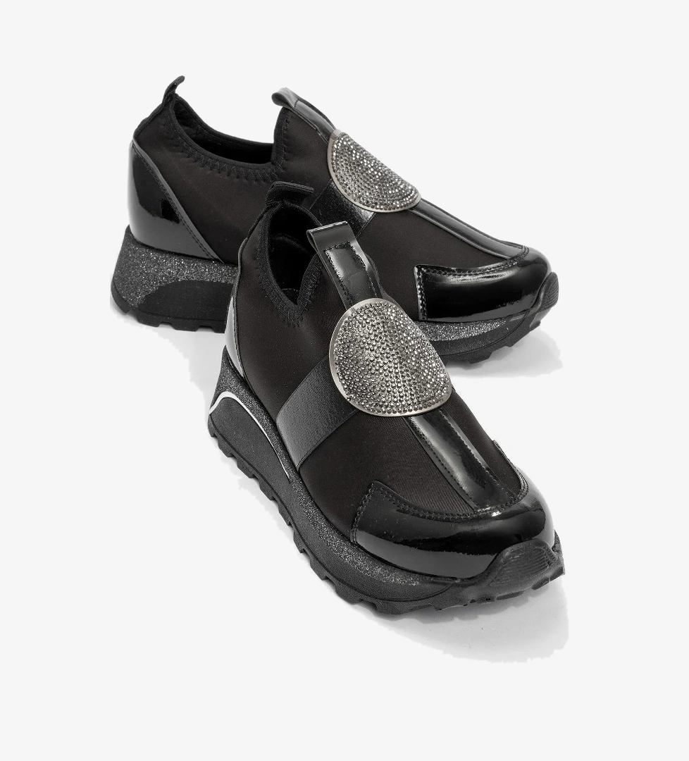 Ccway Kadın Taşlı Streç Spor Ayakkabı SİYAH model görseli