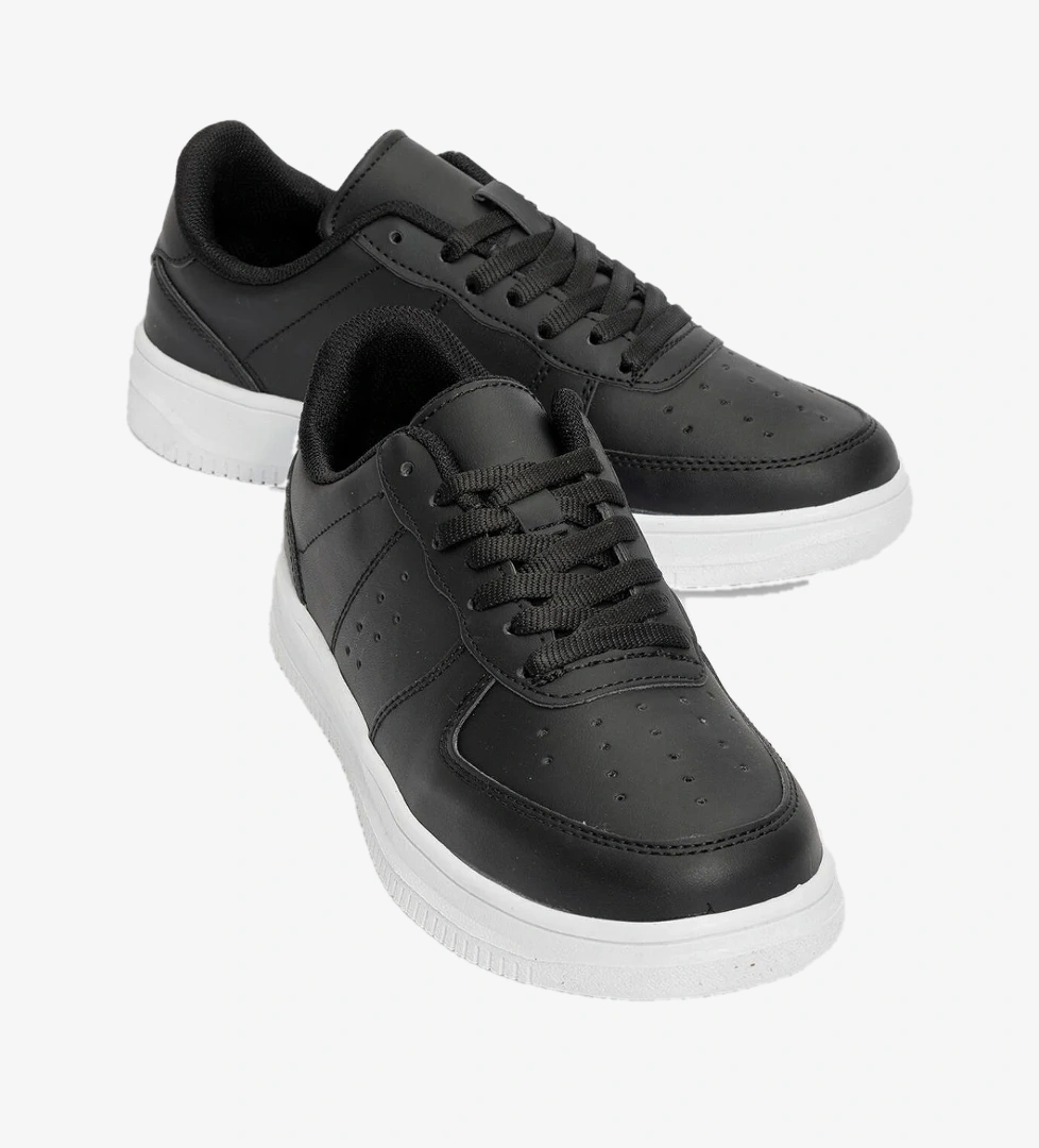 Bağcıklı Kadın Spor Ayakkabı SİYAH BEYAZ