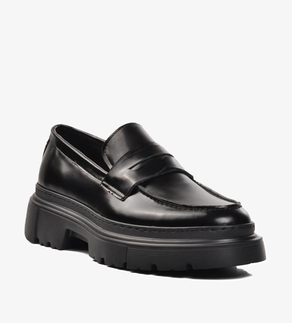 Premium 1308-5 Siyah Hakiki Deri Geniş Kalıp Erkek Klasik Ayakkabı - Görsel 1