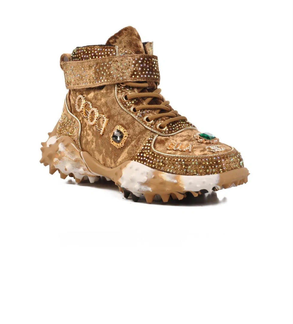 24K351 Taşlı İşlemeli Camel Kadın Bot - Görsel 1