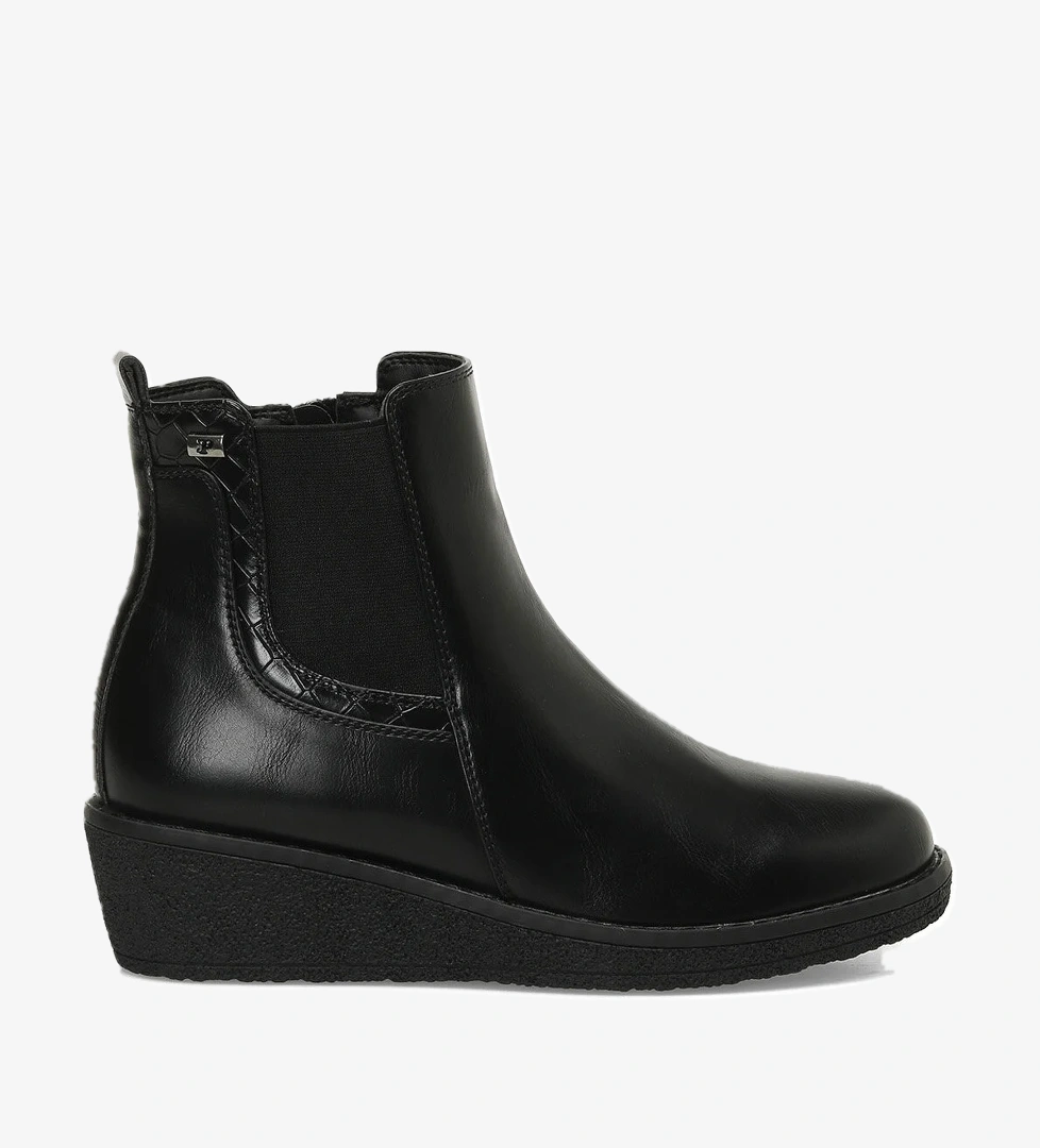 Polaris 166607.Z4PR Siyah Kadın Dolgu Topuk Bot - Görsel 1