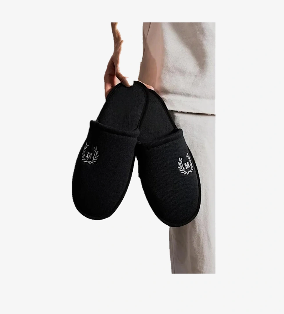 Kışlık Erkek Ev Terliği SİYAH - BEYAZ - Görsel 1