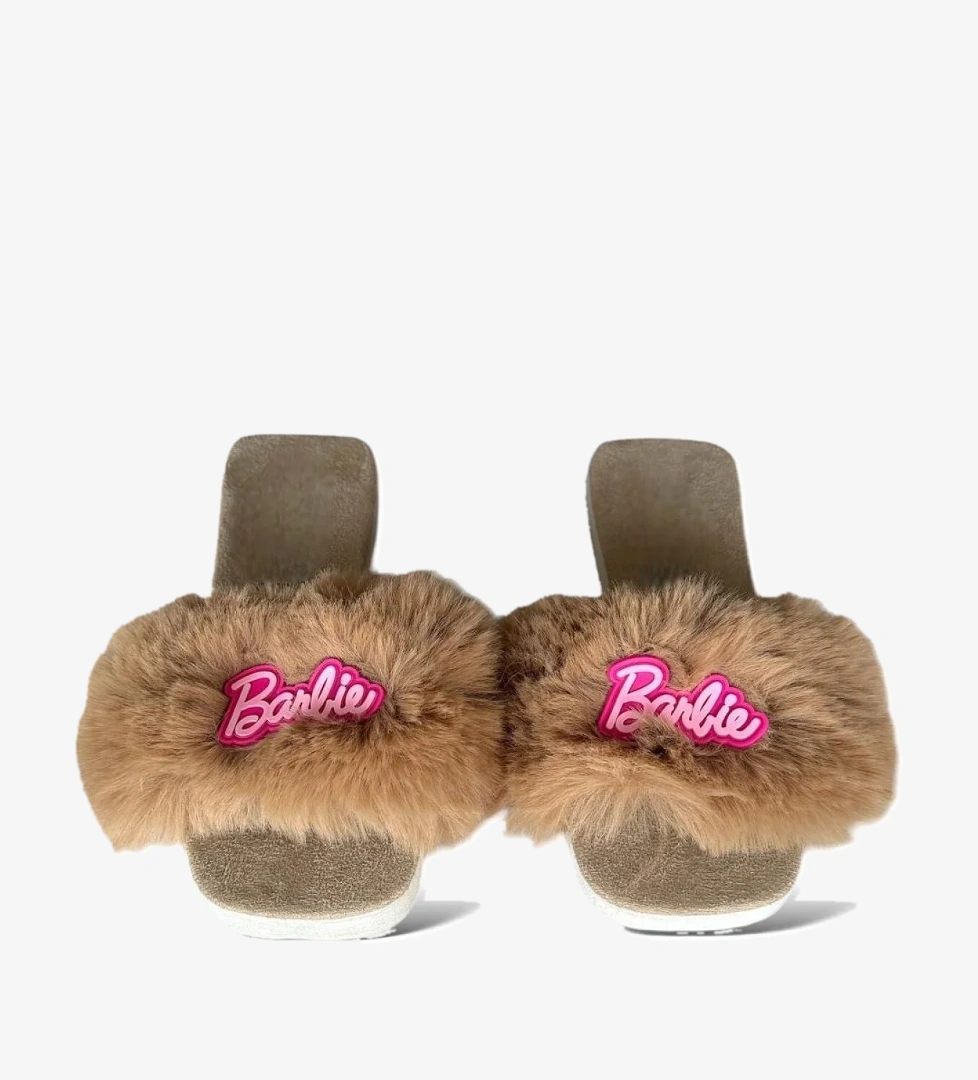 Liger Tüy Detaylı Peluş Kadın Terlik BEJ model görseli