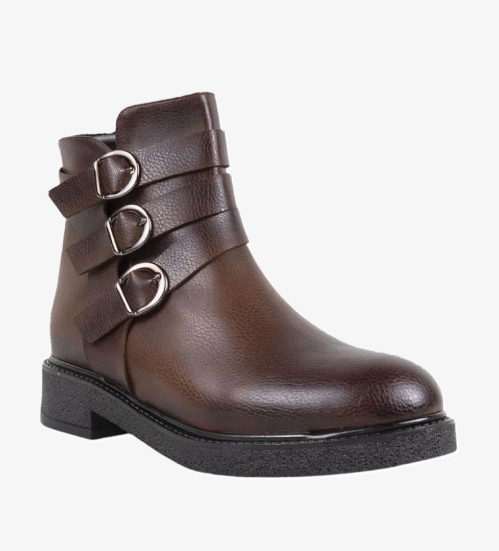 Kemerli Fermuarlı Kadın Bot TABA - Görsel 1