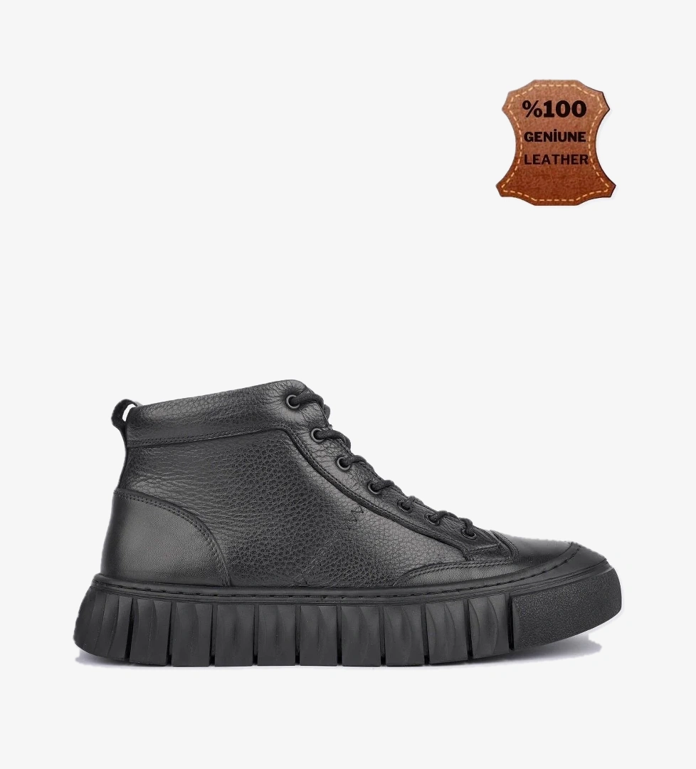 Muggo DİAZ Garantili Hakiki Deri Fermuarlı Bağcıklı Erkek Casual Bot model görseli