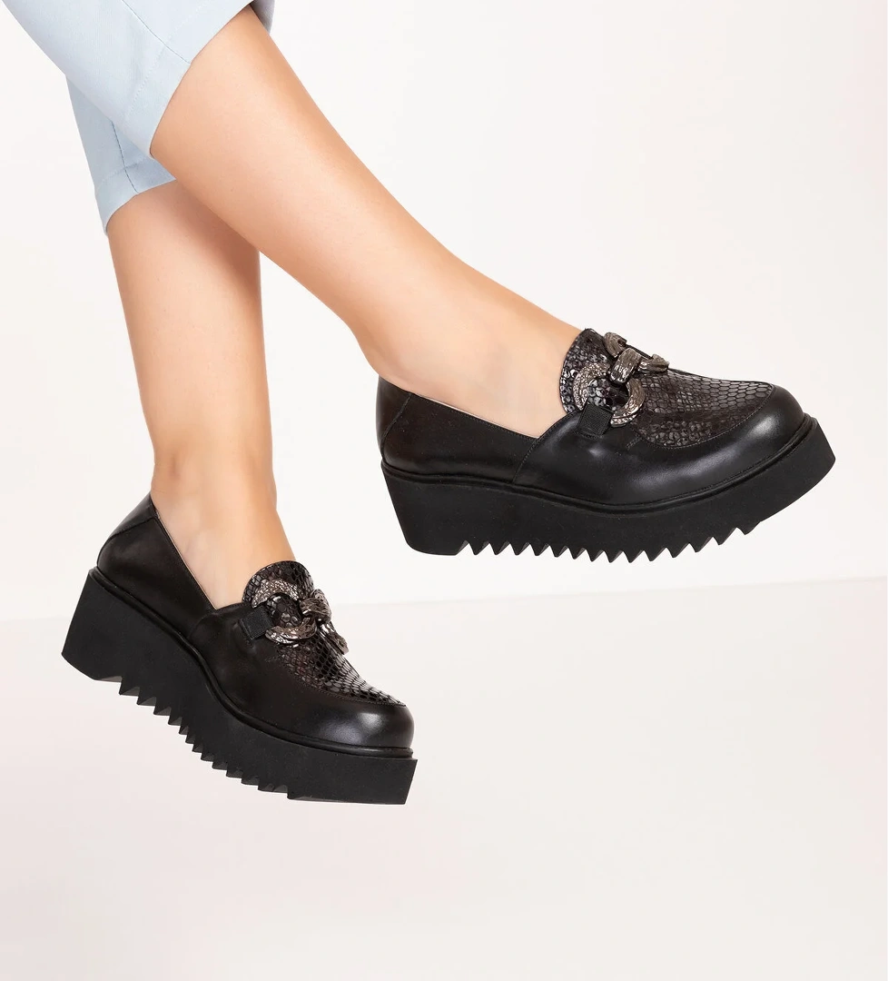 Gondol Hakiki Deri Dolgu Topuklu Tokalı Ayakkabı ast.8403