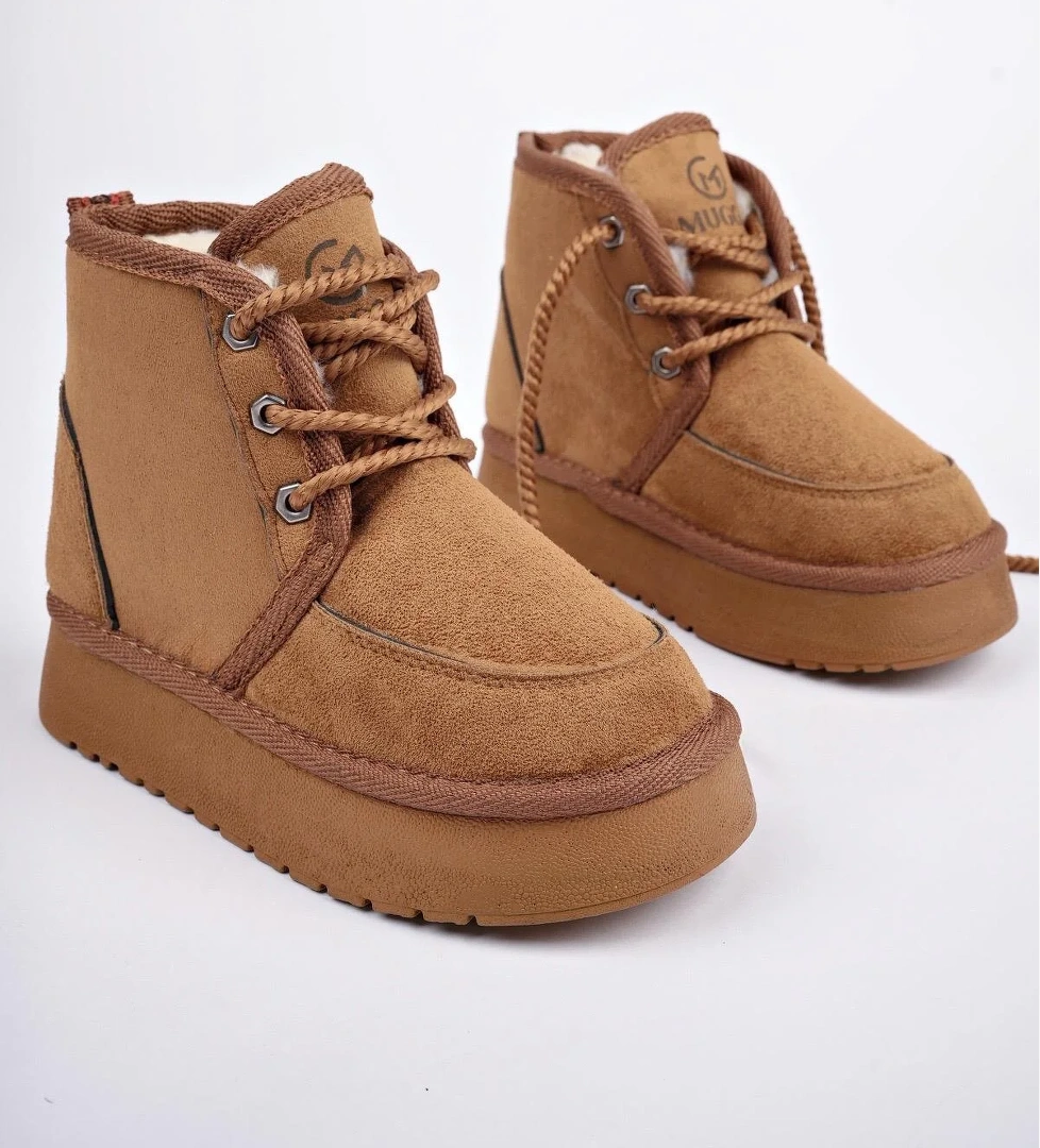 PUFFY Garantili Kalın Taban İçi Tüylü Bağcıklı Günlük Mini Yarım Çocuk Bot