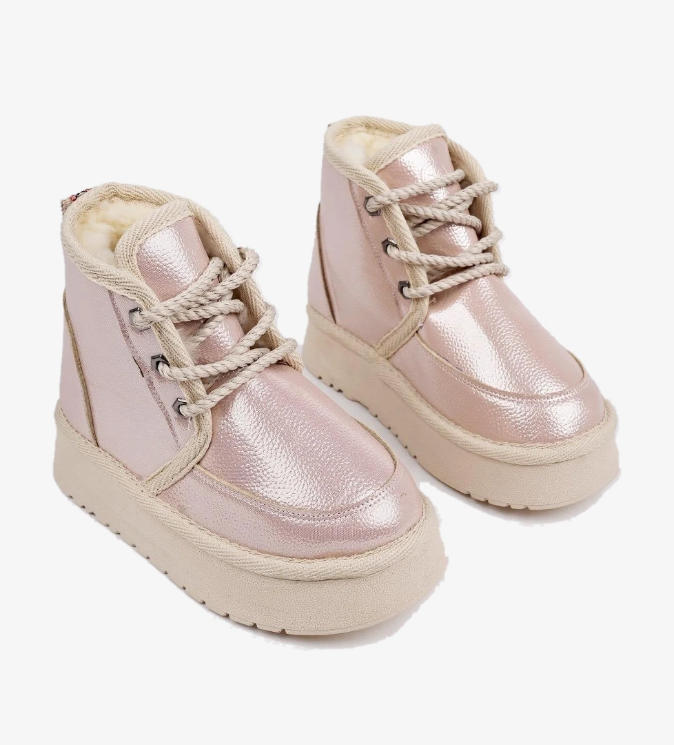 PUFFY Garantili Kalın Taban İçi Tüylü Bağcıklı Günlük Mini Yarım Çocuk Bot