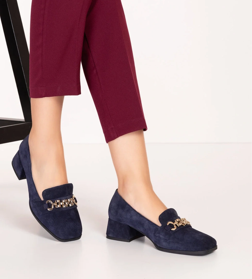 Gondol Hakiki Deri Kısa Topuklu Tokalı Şık Topuklu vdt.143 - Görsel 1